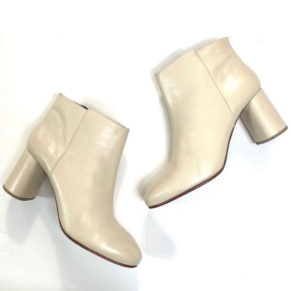 Rachel Comey Leather Ankle Block Heel Boots In Cream Size 8 - Picture 4 of 12